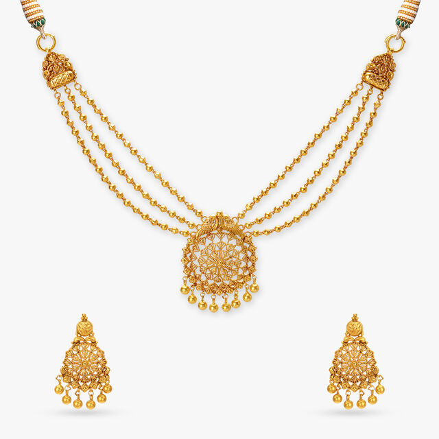 Tanishq 22 Karat Gold Necklace Set for Women 