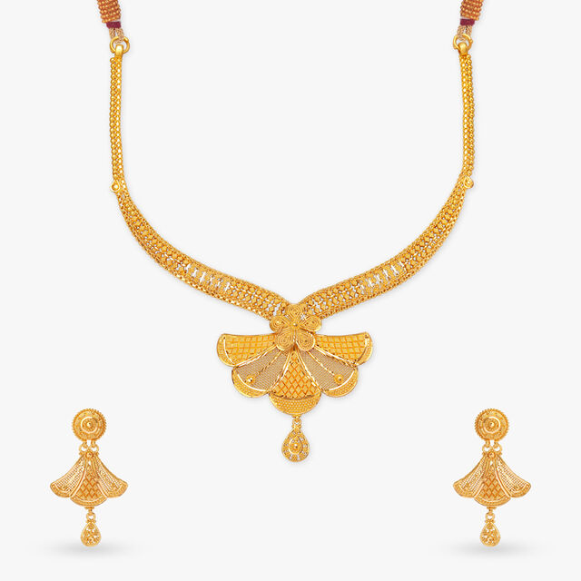 Royal Bloom Gold Necklace Set 