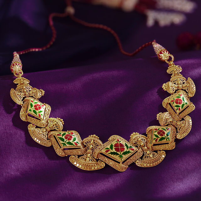Meenakari Enamel Gold Necklace Set 