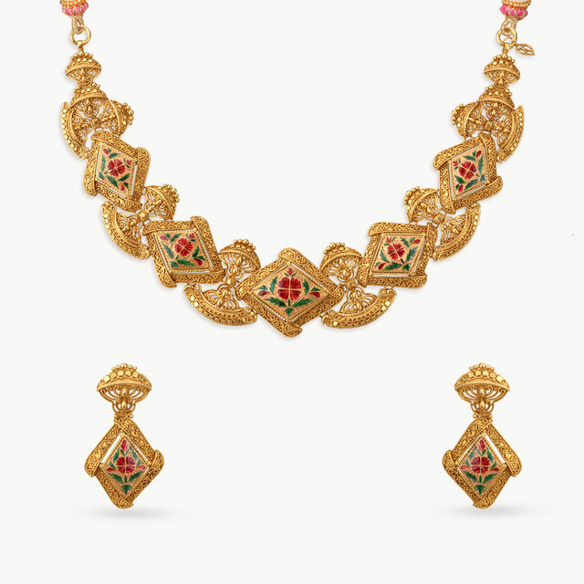 Meenakari Enamel Gold Necklace Set 2