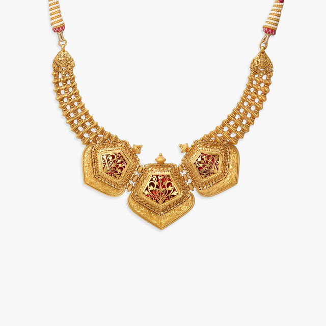 Filigree Play of Light Gold Necklace Set 3