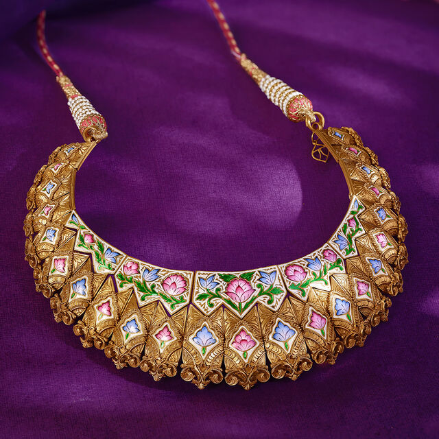 Floral Swirls Gold Necklace Set 