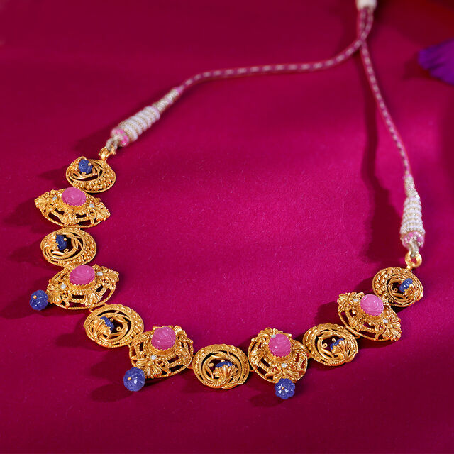 Ornate Splendor Stamp Gold Necklace Set 