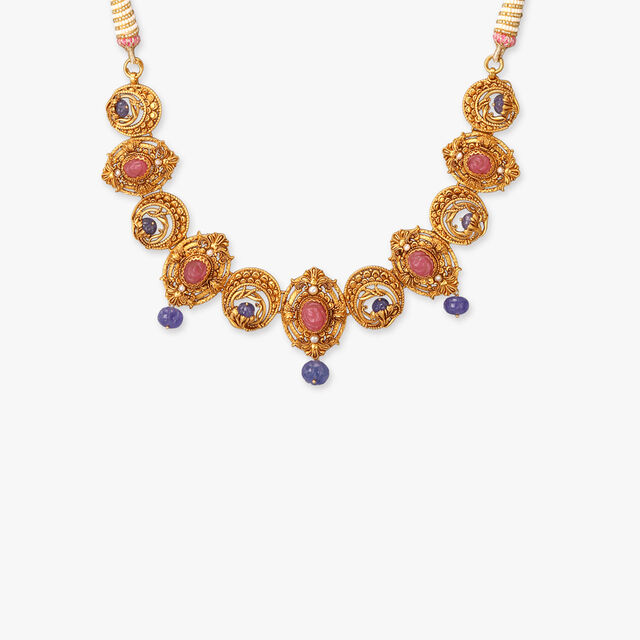Ornate Splendor Stamp Gold Necklace Set 3