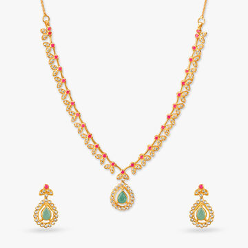 Royal Blossom Open Polki Necklace Set