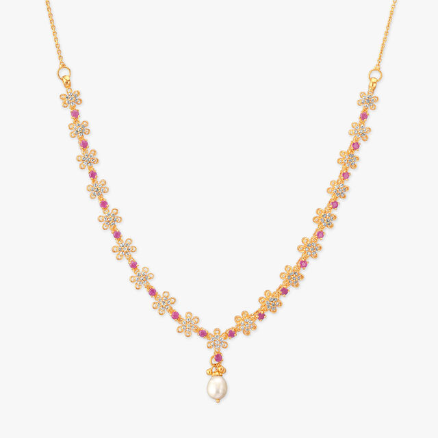 Petal Glimmer Gold Open Polki Necklace Set 2