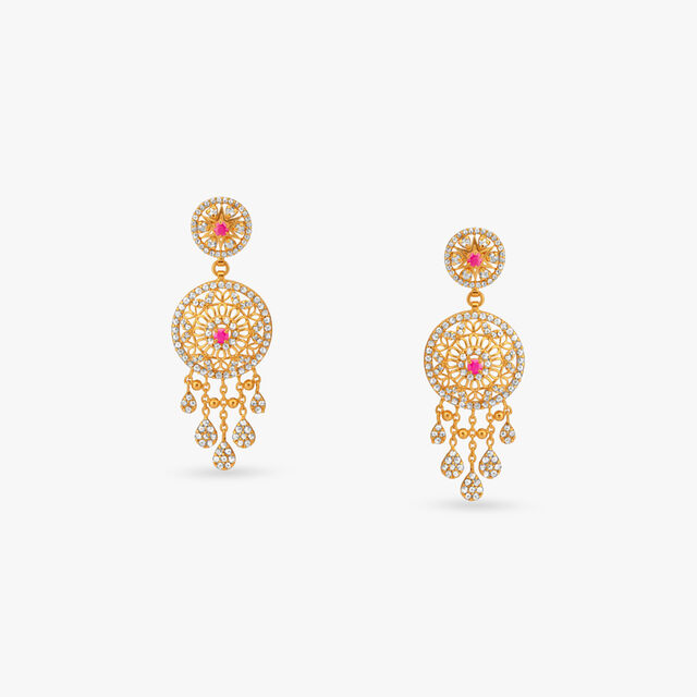 Royal Radiance Open Polki Gold Drop Earrings 