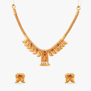 Divine Paisley Gold Necklace Set