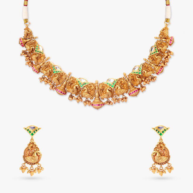 Graceful Wings Gold Necklace set 