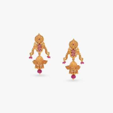 Aaradhya Flame Gold Drop Earrings