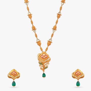 Floral Vines Gold Necklace Set