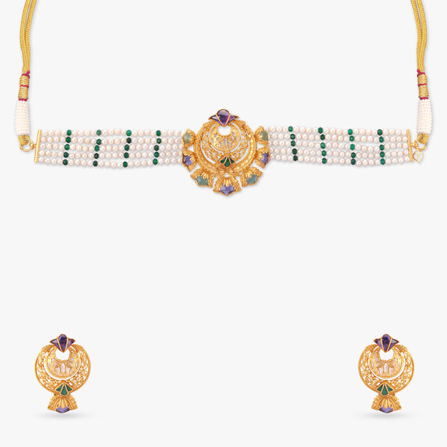 Poppy Bloom Gold Necklace Set 