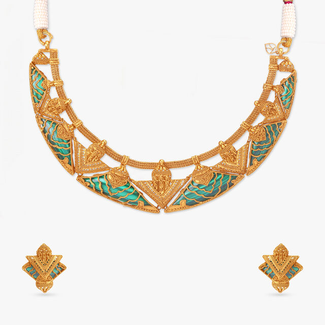 Bejewelled Path Gold Necklace Set 