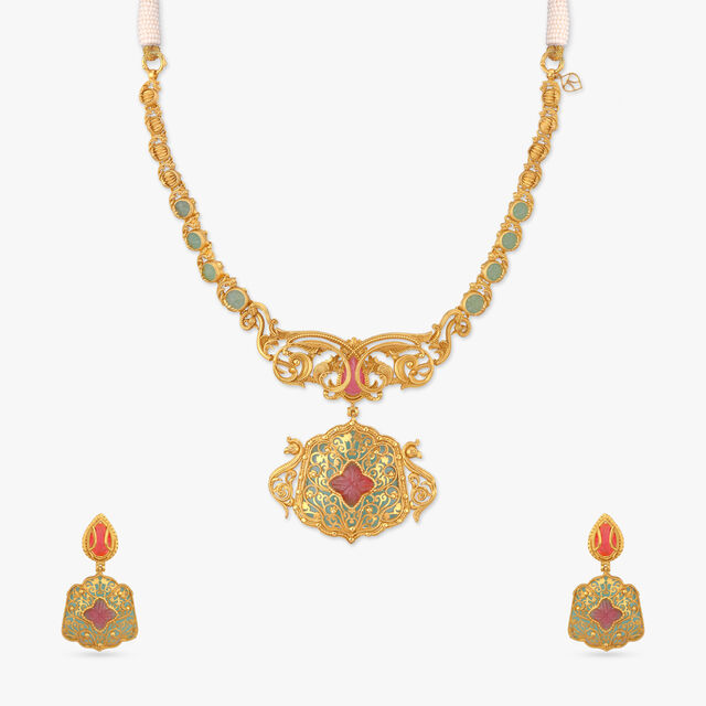 Mystical Forest Gold Necklace Set 
