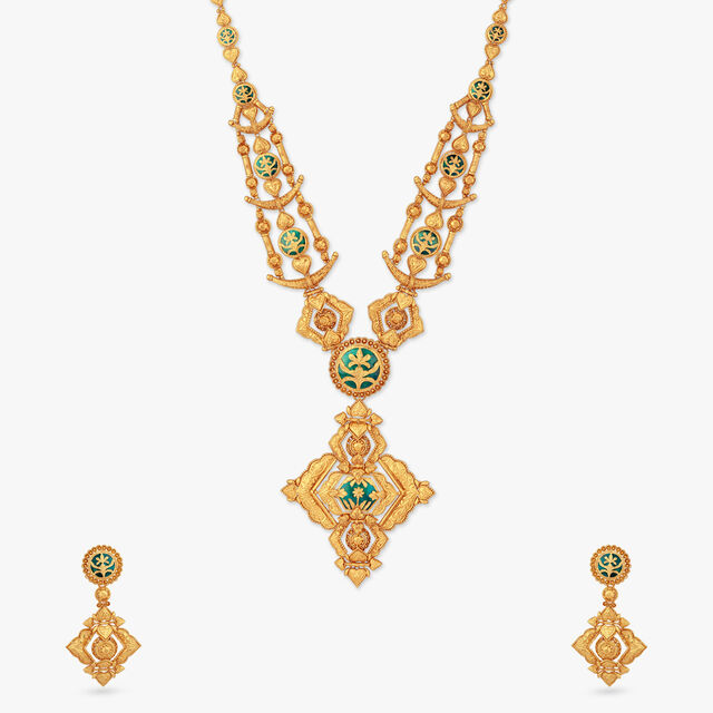 Opulent Mandalas Gold Necklace Set 