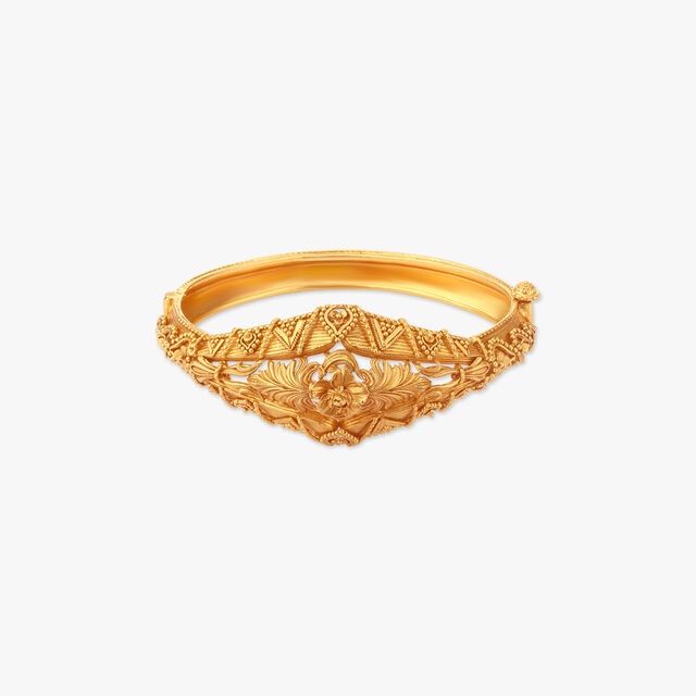 Floral Timekeeper Gold Bangle