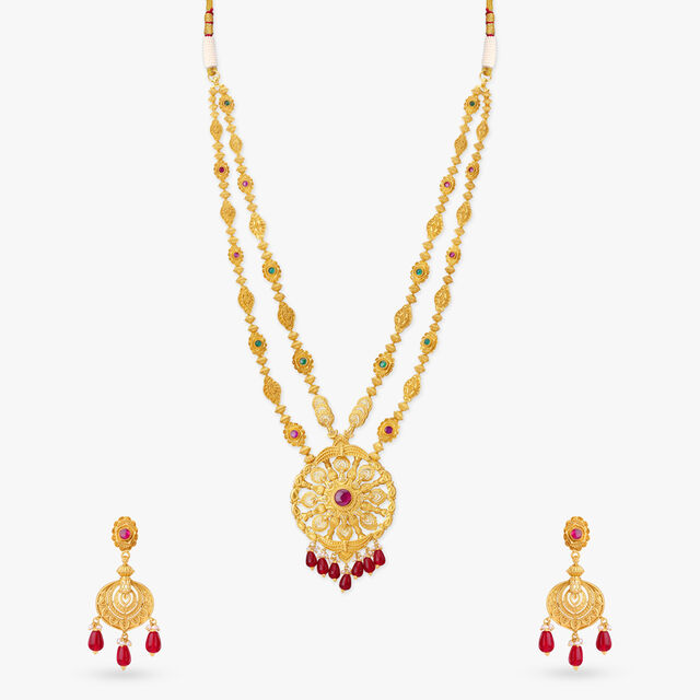 Heirloom Halo Gold Necklace set 
