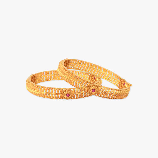 Heritage Bloom Gold Bangles