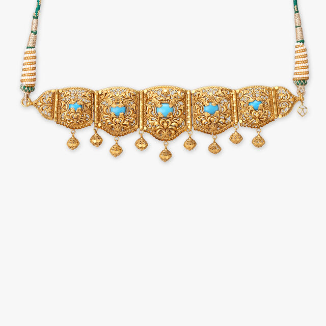 Antique Gold Turquoise Choker Set 3