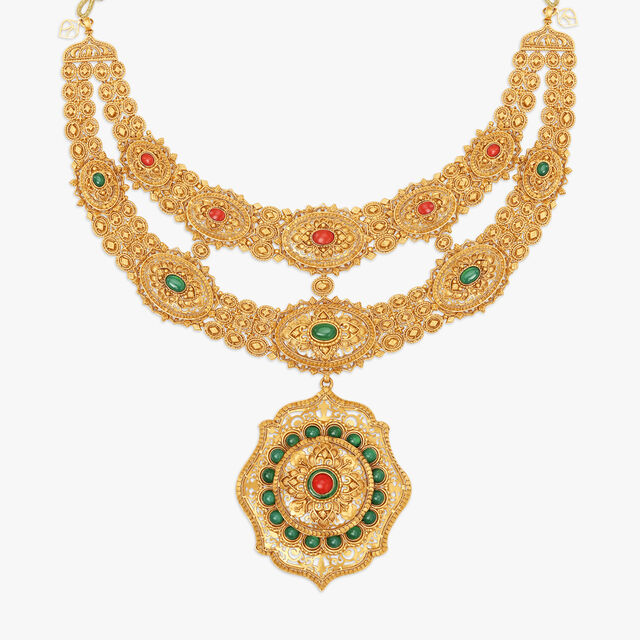 Regal Enamel Highlight Chandak Necklace Set,,hi-res 2