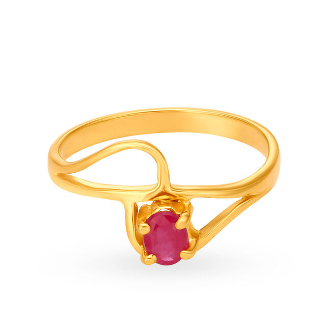 Alluring 22 Karat Yellow Gold And Ruby Looped Finger Ring,,hi-res