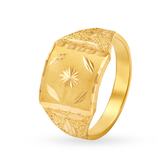 Exquisite 22 Karat Yellow Engraved Geometric Ring,,hi-res