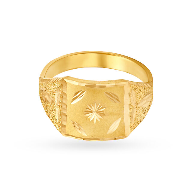 Exquisite 22 Karat Yellow Engraved Geometric Ring,,hi-res