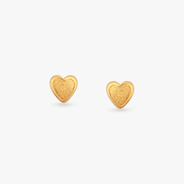 Sunshine Heart Gold Stud Earrings For Kids
