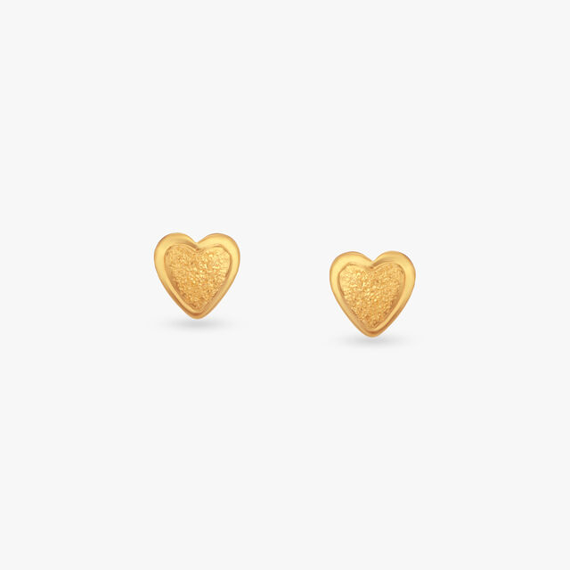 Sunshine Heart Gold Stud Earrings For Kids 