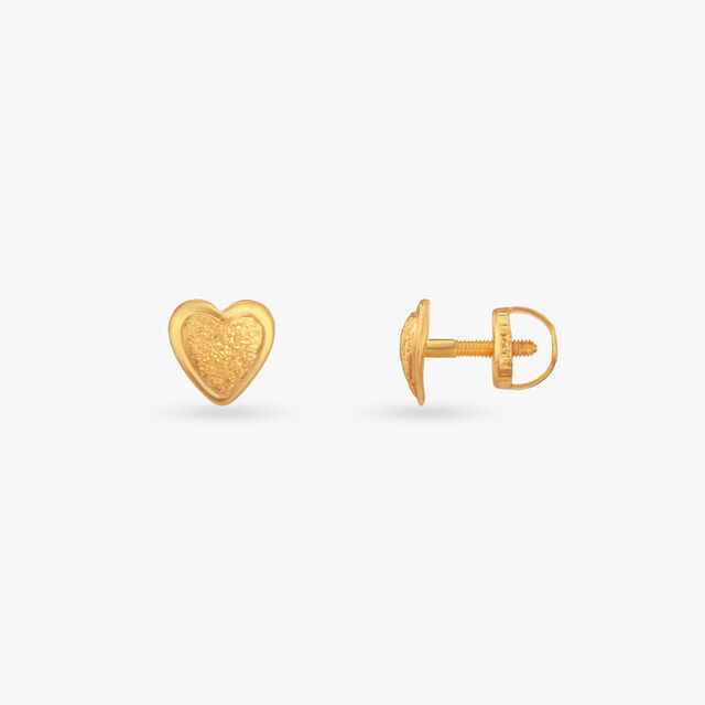Sunshine Heart Gold Stud Earrings For Kids 2