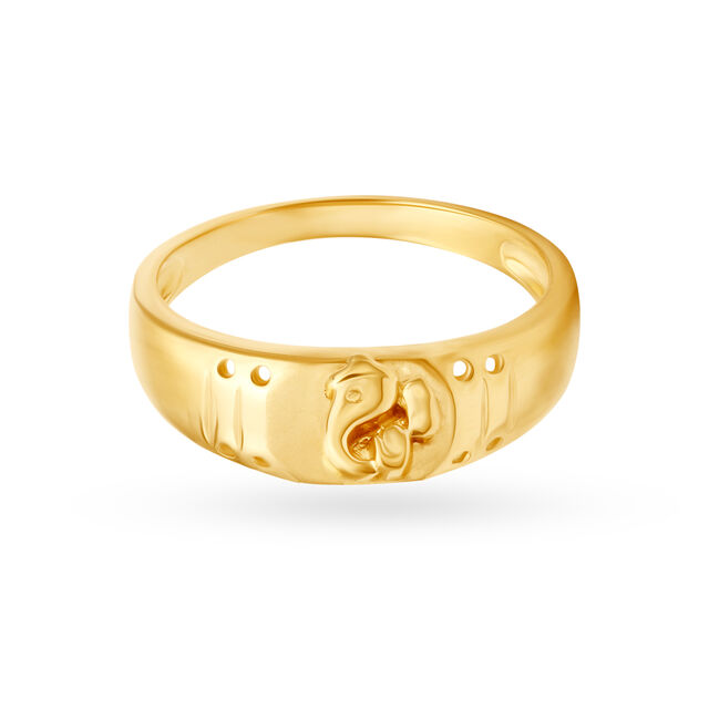 Artsy 22 Karat Yellow Gold Lord Ganesha Motif Finger Ring,,hi-res