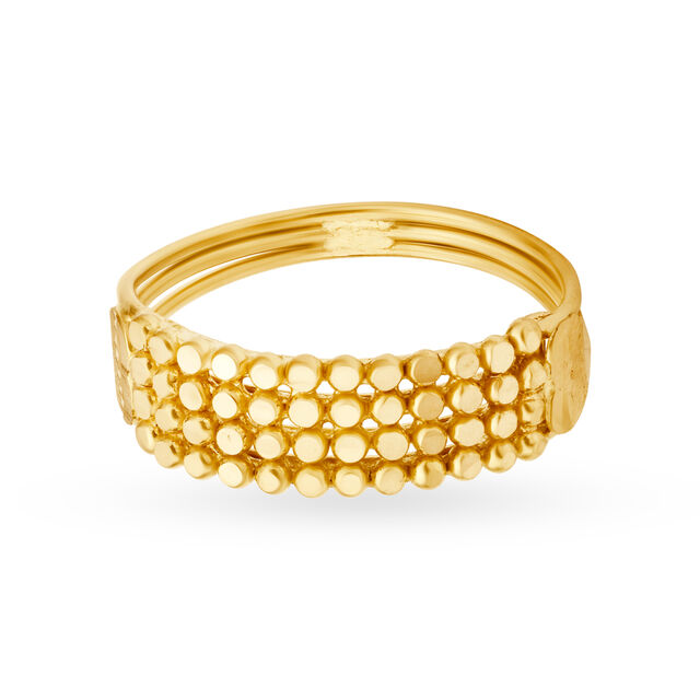 Ravishing 22 Karat Yellow Gold Beaded Finger Ring,,hi-res