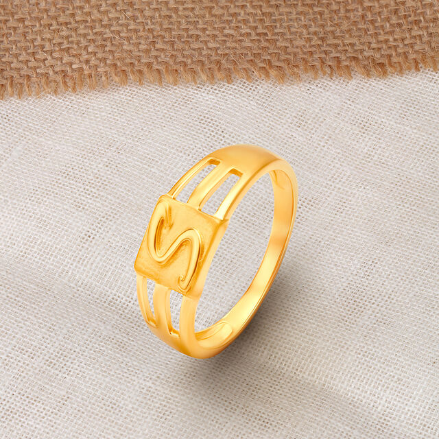 Statement 22 Karat Yellow Gold Typography Ring 