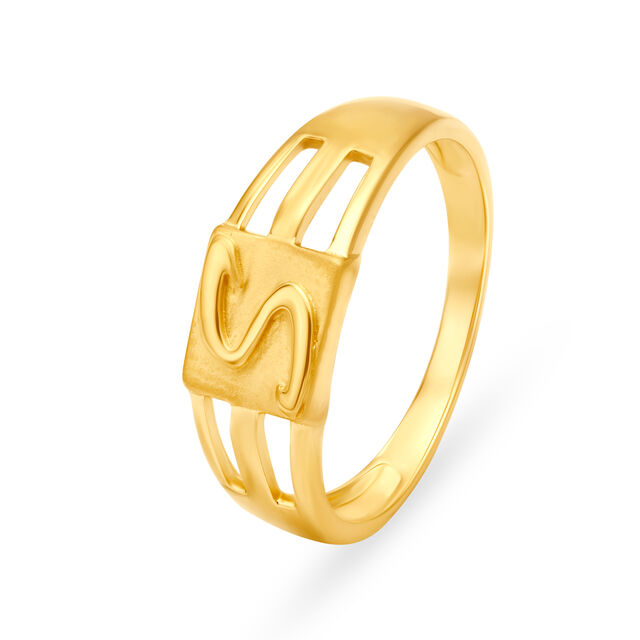 Statement 22 Karat Yellow Gold Typography Ring 2