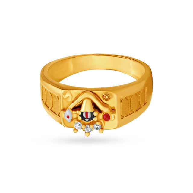 Tirupati Balaji Gold God Ring For Men Morvi 24Kt Gold Layer Alloy