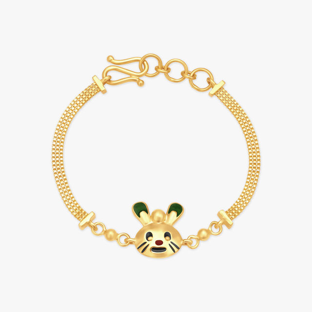 Adorable Yellow Gold Bunny Bracelet,,hi-res