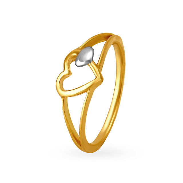 Romantic 22 Karat Yellow Gold Heart Finger Ring,,hi-res