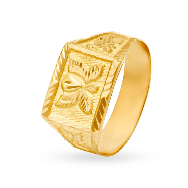 Charming 22 Karat Yellow Gold Square Finger Ring,,hi-res