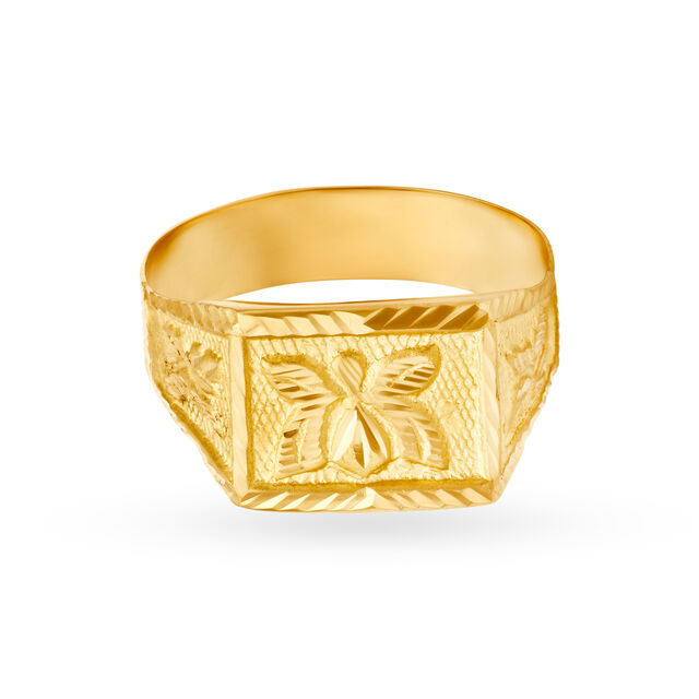 Charming 22 Karat Yellow Gold Square Finger Ring,,hi-res
