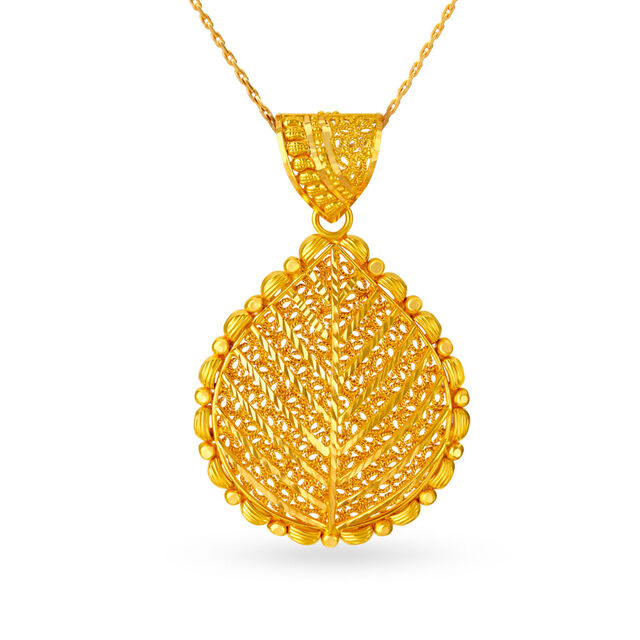 Elaborate Filigree Teardrop Gold Pendant
