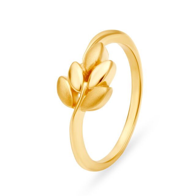 Glorious 22 Karat Yellow Gold Leaf Finger Ring,,hi-res