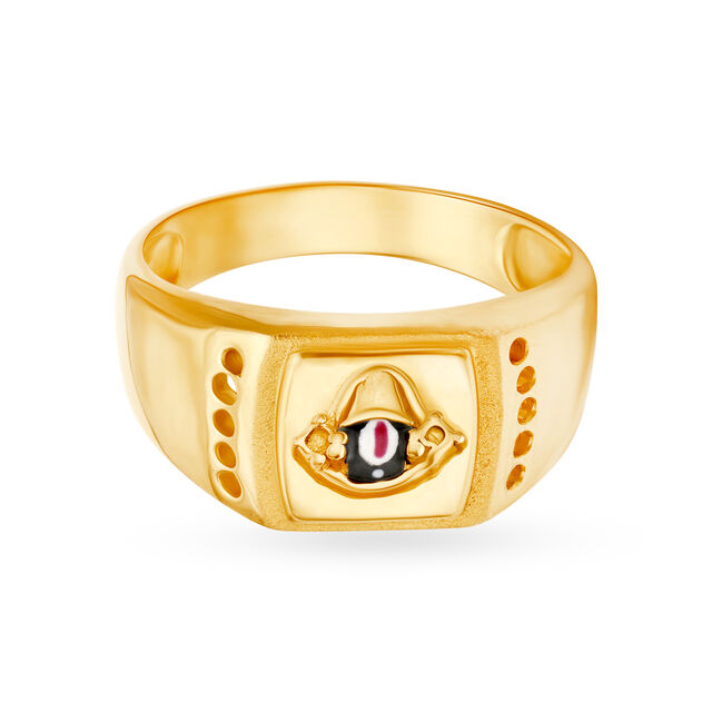 Divine 22 Karat Yellow Gold Square Lord Balaji Engraved Finger Ring 2