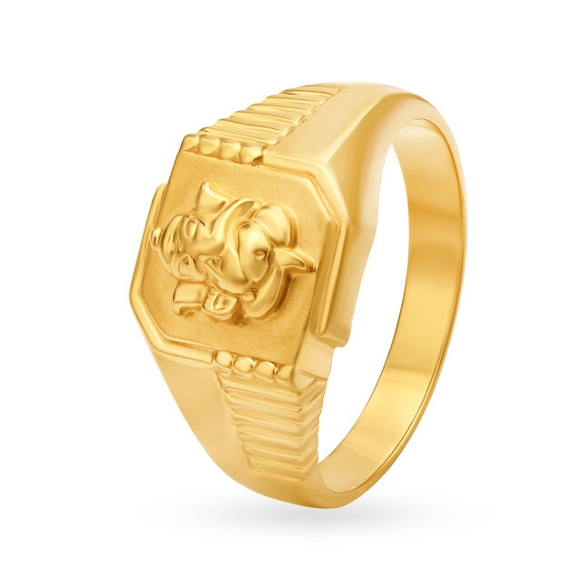 Auspicious 22 Karat Yellow Gold Ganesha Finger Ring,,hi-res