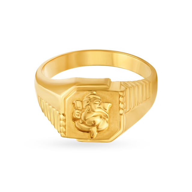Auspicious 22 Karat Yellow Gold Ganesha Finger Ring,,hi-res