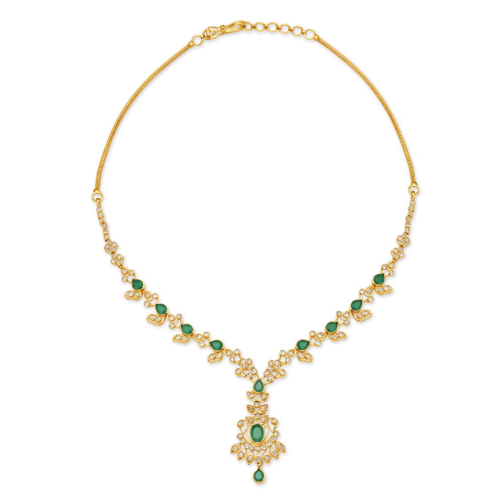 Buy Gorgeous Emerald Studded Gold Necklace at Best Price Tanishq Singapore Online Store