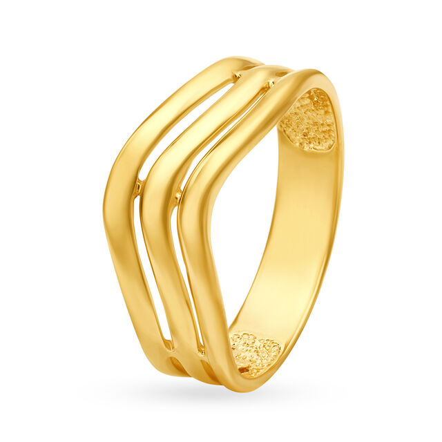 Stylish 22 Karat Yellow Gold Wave Patterned Finger Ring,,hi-res