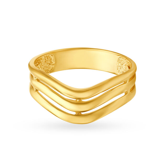 Stylish 22 Karat Yellow Gold Wave Patterned Finger Ring,,hi-res