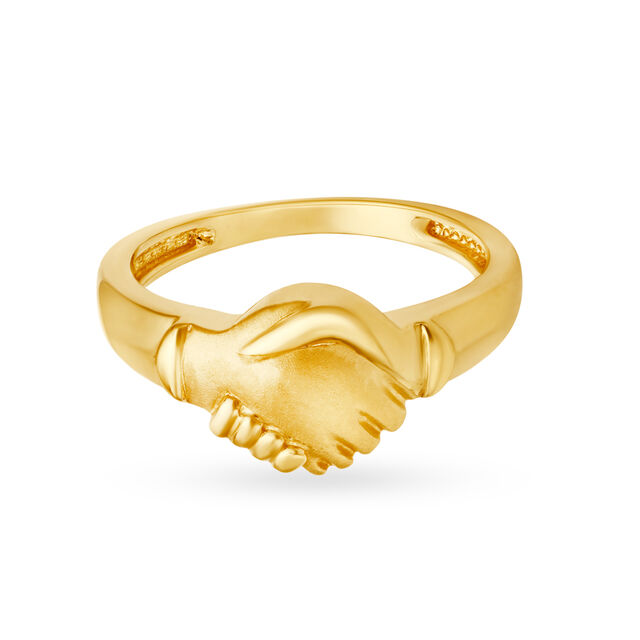 Lovely 22 Karat Yellow Gold Hand Holding Finger Ring,,hi-res