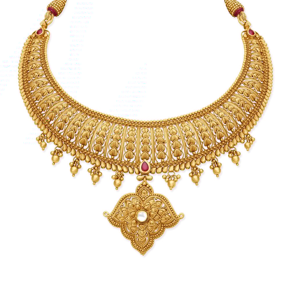Buy Classic Gold and Glass Kundan Necklace Set at Best Price Tanishq US