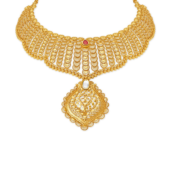 Stunning Gold and Glass Kundan Necklace Set 4
